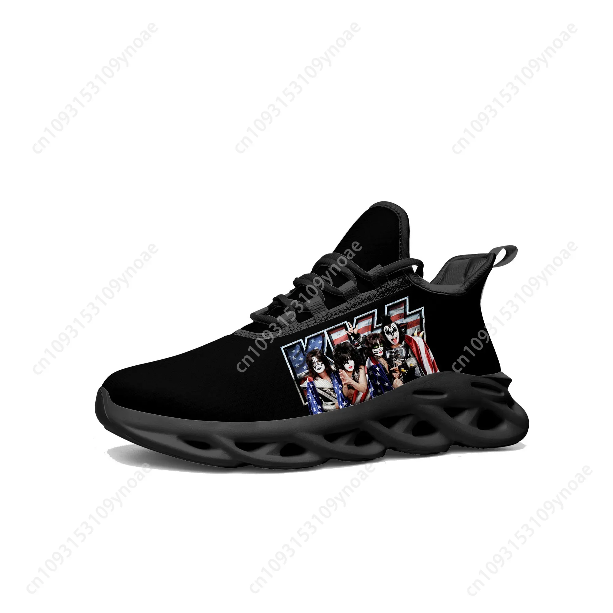Kiss Metal Rock Band Flats Sneakers Mens Womens Sports Running Shoes High Quality Sneaker Lace Up Mesh Footwear Customize Shoe