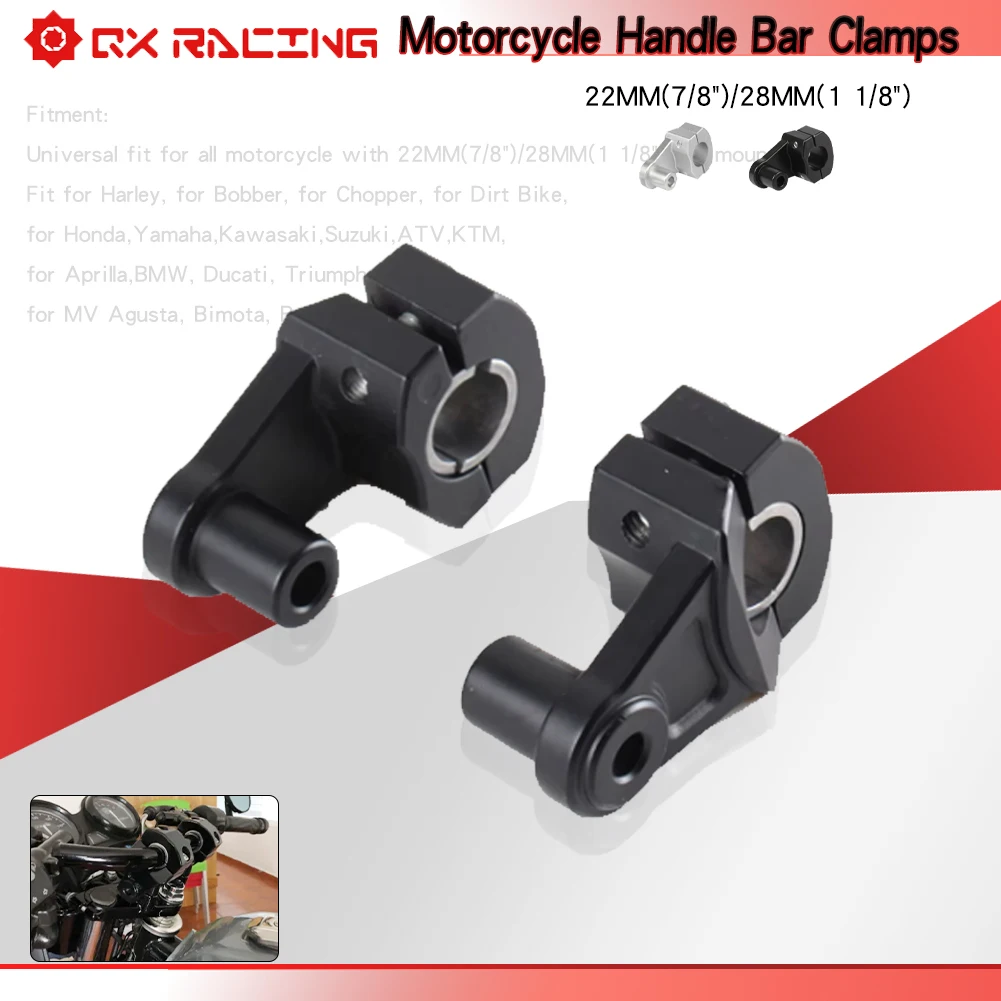 Motorcycle Bar Clamps Raised Handlebar Handle Bar Risers For 22MM 7/8