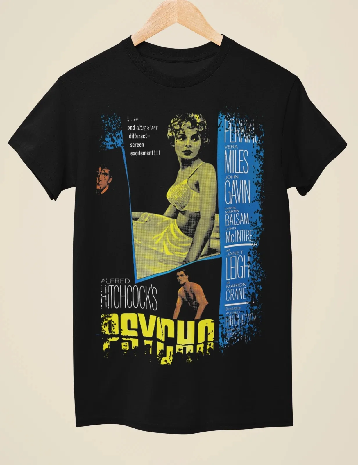 Alfred Hitchcock Psycho 1960 Movie Poster Vintage Graphic T-Shirt Cotton Men Women Streetwear Tee