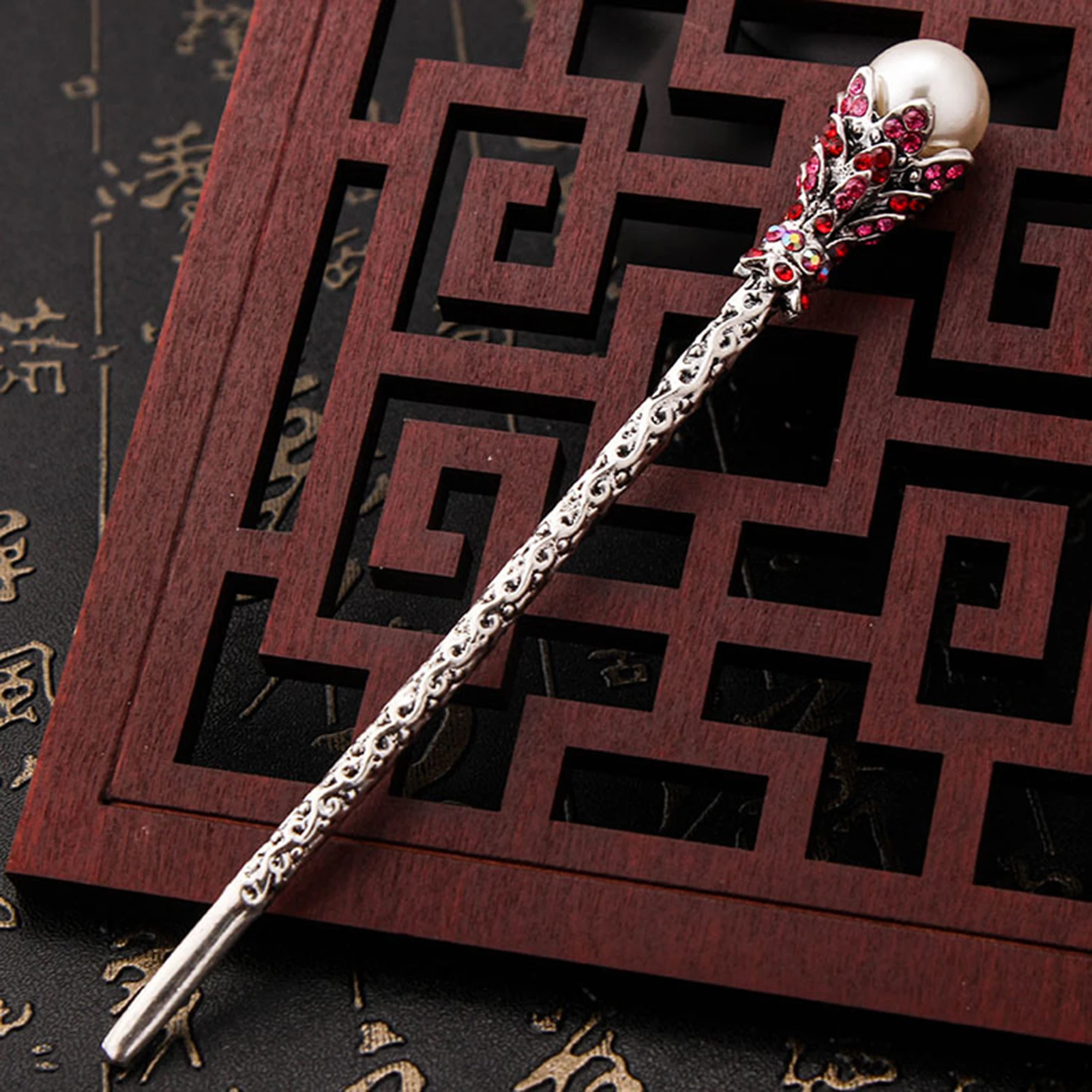 Ethnic Hair Stick Fork Metal Crystal Pearl Hairpin Chinese Hanfu Hair Accessories Vintage Girls Hair Bun Jewelry Retro Tiaras