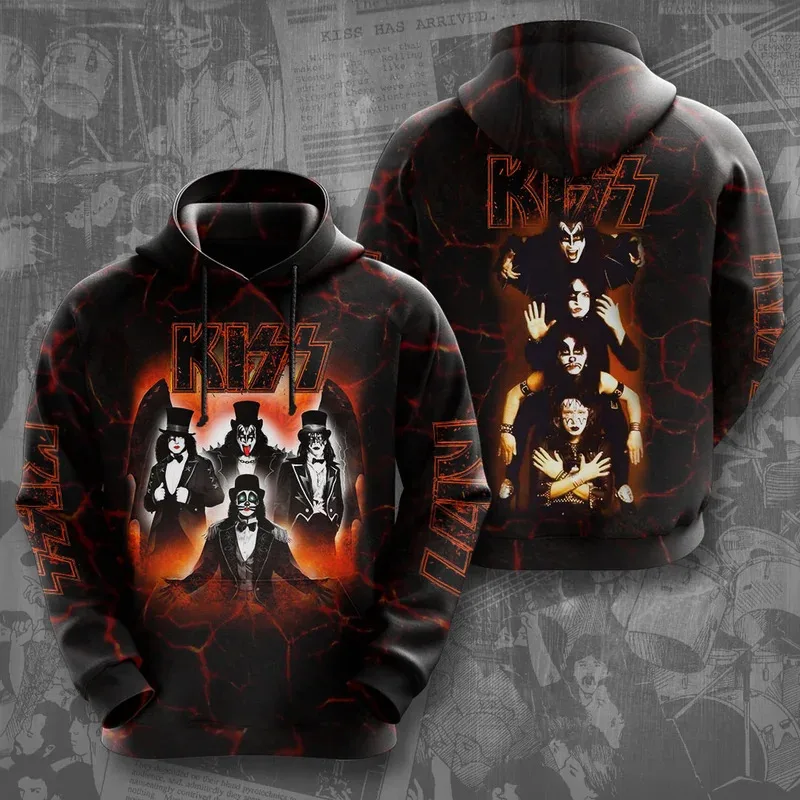 2025 Rock Band Kiss Hoodies 3Dพิมพ์ผู้ชายผู้หญิงHip Hopขนาดใหญ่Pullover Hooded Sweatshirtsแฟชั่นStreetwear Manเสื้อผ้า