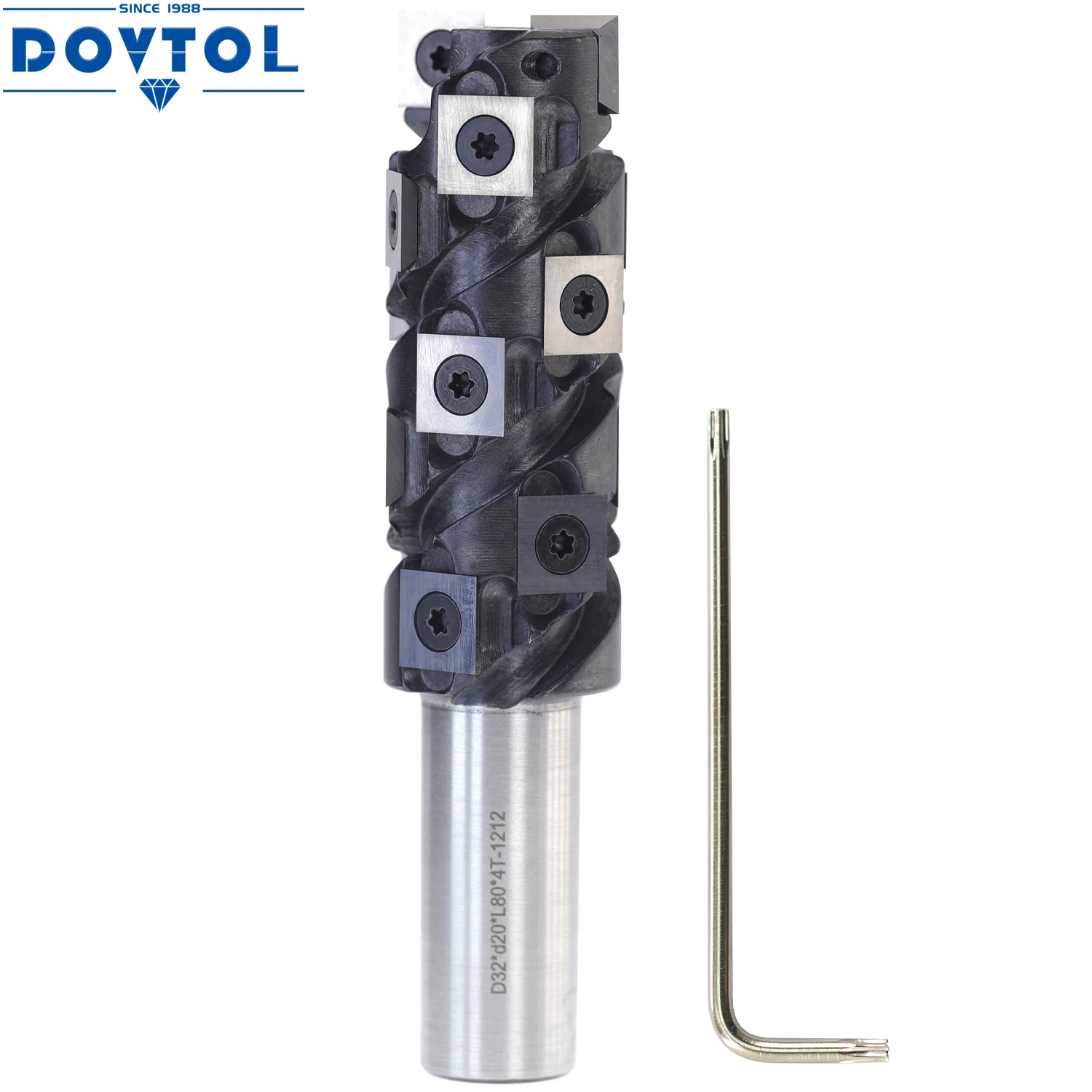 20mm haste cnc espiral corte fresa vertical nivelado guarnição roteador bit 80mm comprimento de corte com 12x12x2.2mm inserções de carboneto