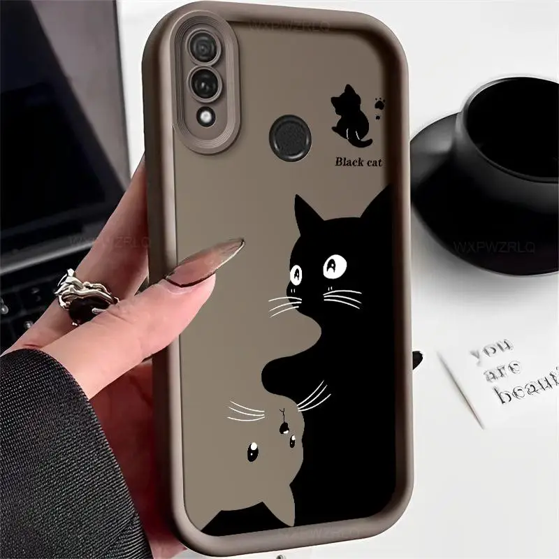 Cute Painted Cat Phone Case For Huawei Y9 Y9 Prime 2019 Matte Soft Silicone Shockproof Back Cover