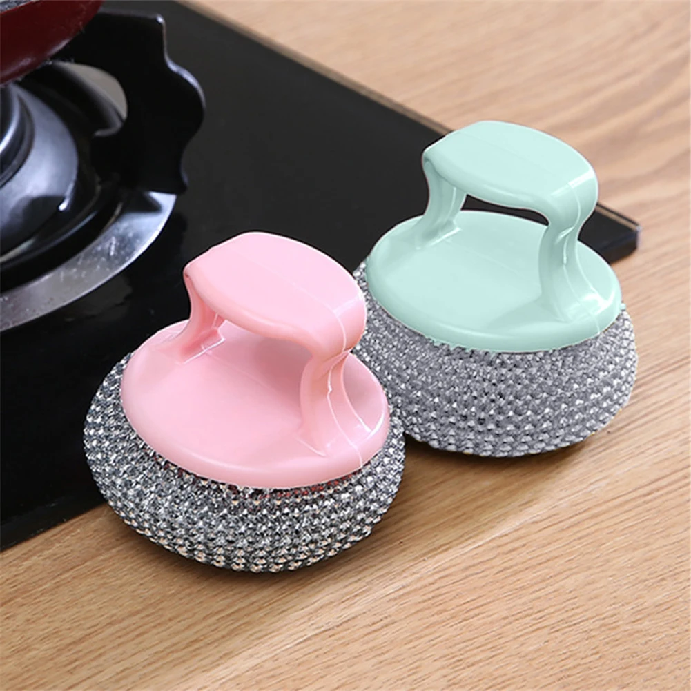 10pcs With 2 Handles Cleaning Sponge Ovens Stainless Steel Scrubber Bathroom