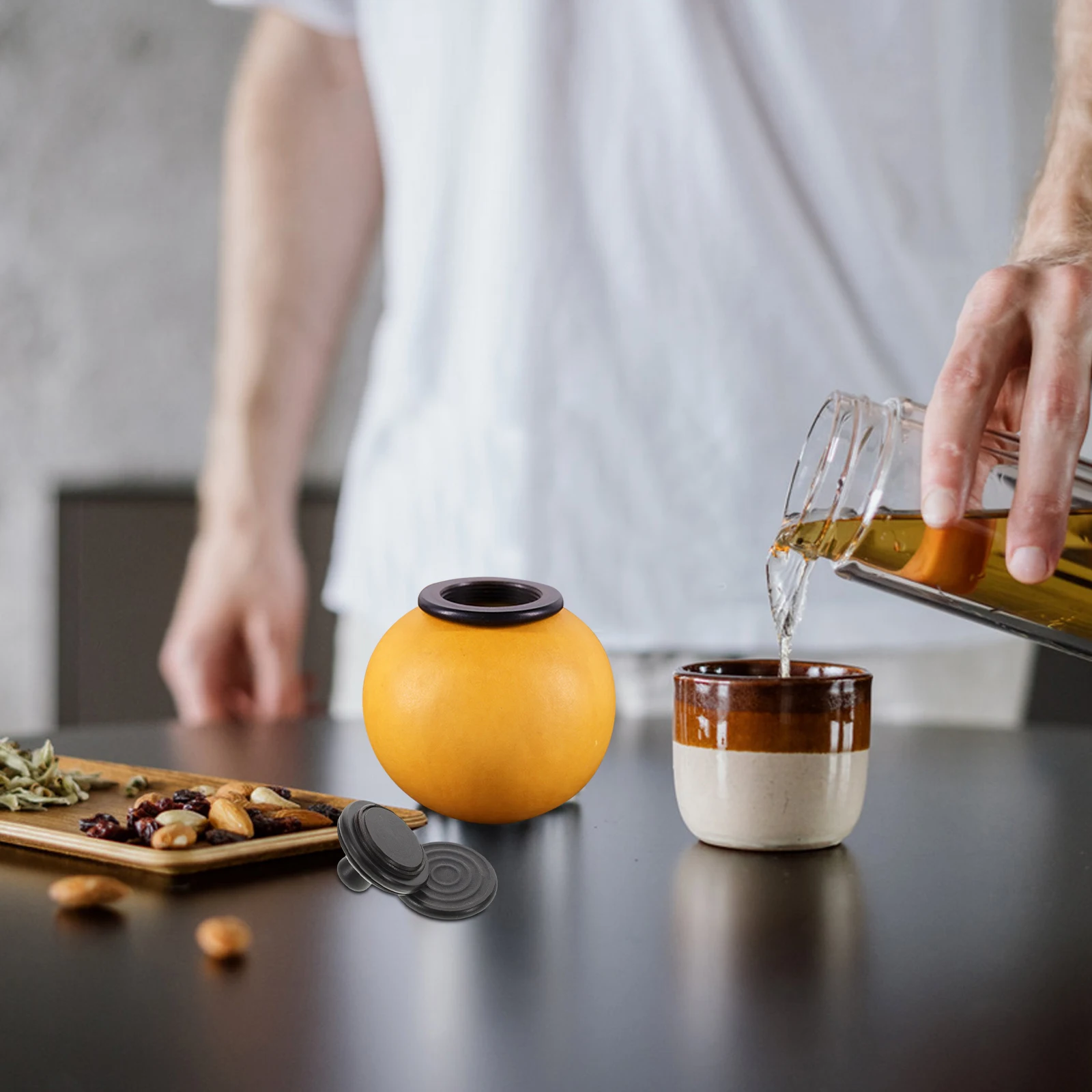 

Natural Sandalwood Gourd Tea Jar Cap 30Mm Airtight Seal Vintage Wood Lid For Coffee Sugar Storage Decorative Kitchen Canister