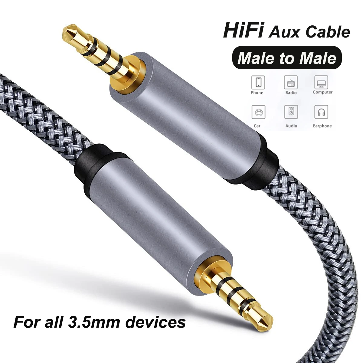 

3.5mm Aux Cable Male-Male Audio Cables Stereo 3.5mm Jack Cord Auxiliary Aux Line for Car Computer Headphone MP3 Smartphone Wire