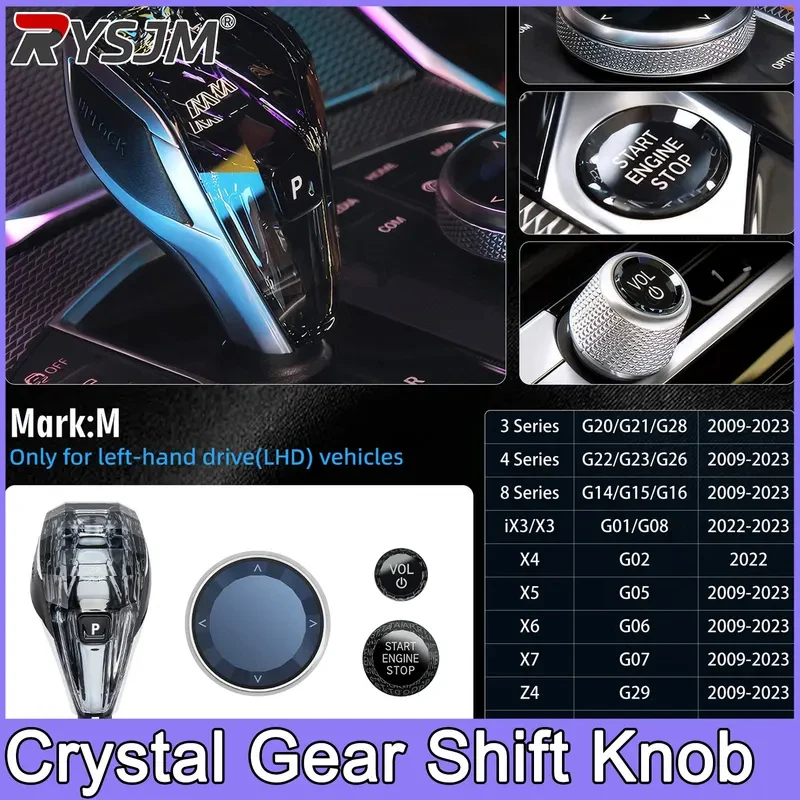 4 Piece Set Crystal Gear Shift Knob LHD for BMW X3/X5/X6 3/4/7 Series G20 G21 G28 G12 X6 G06 X7 G07 Ix3 G08 I4 G26 G70 X5 G05