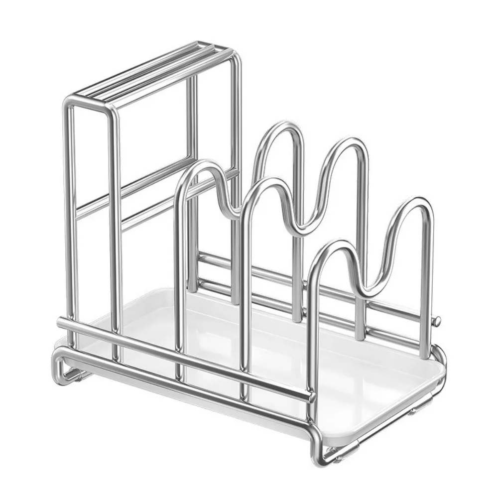 

Multi-layer Pot Lid Rack Rustproof Stainless Steel Cutting Board Holder Stable Space Saving Pot Cover Shelf Restaurant