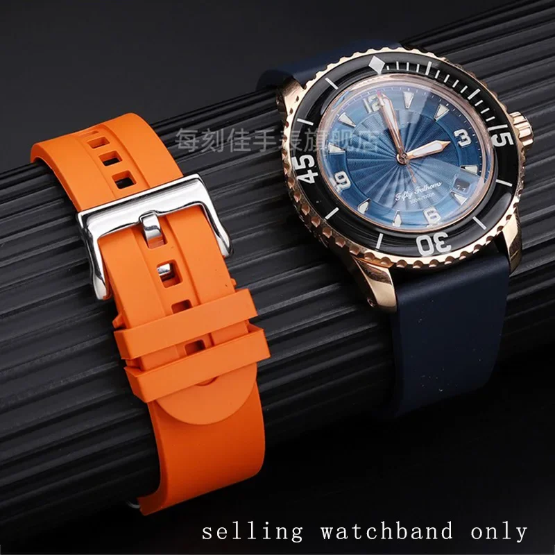 Correa de reloj de caucho flúor para Blancpain 50 fathoms 5015 5200, correa de reloj resistente al agua de 23mm, accesorios de cadena de reloj para hombre