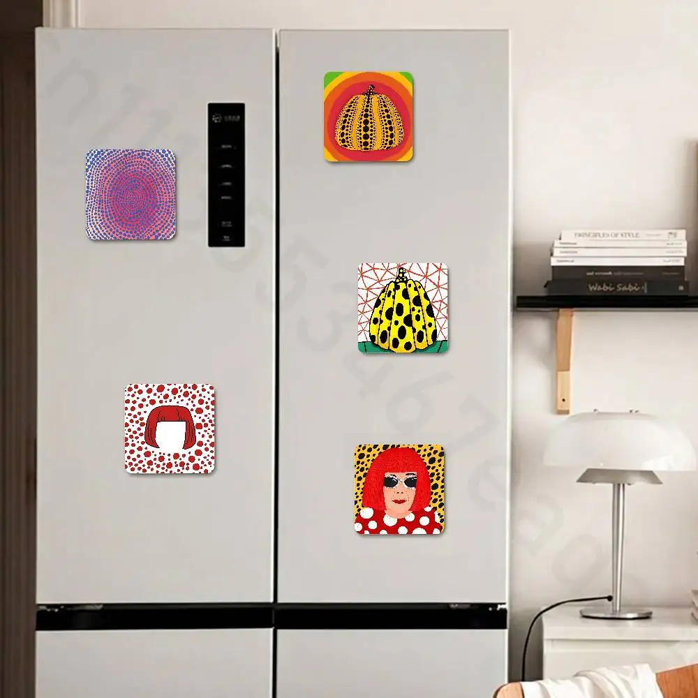 Y-Yayoi Art K-Kusama Fridge Magnet Personalized Magnetic Durable Plastic Square Picture Surface Fridge Magnets
