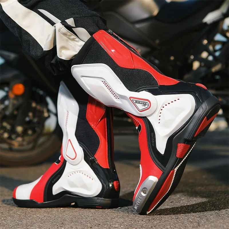 Professional Motorcycle Boots Anti-slip Mid-calf Long Ankle Off-road Racing Wear-resistant Motorcycle Rider Protective Shoes