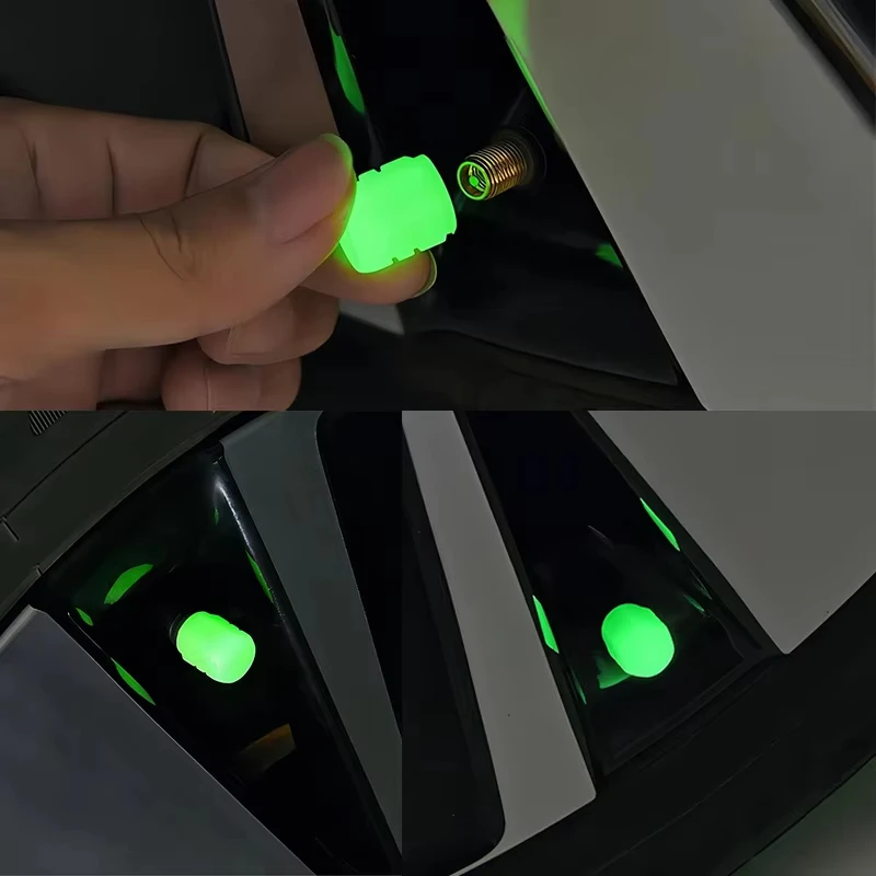 5 قطعة يتوهج في الظلام غطاء صمام سيارة/دراجة نارية/دراجة الإطارات غطاء برغي غطاء رأس واقي منفذ الصمام