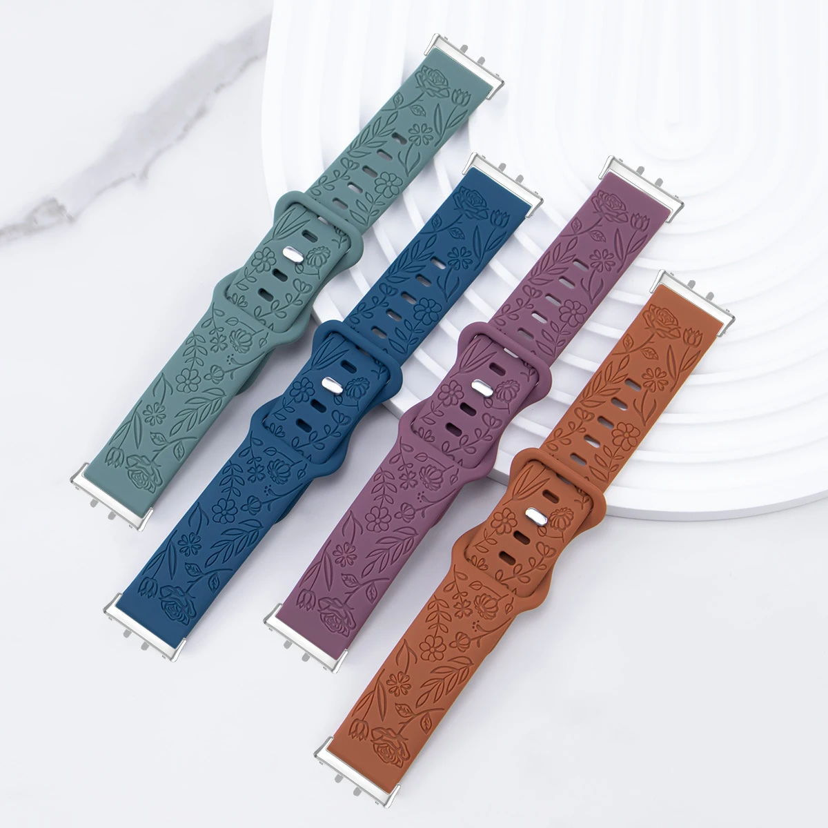 Prints Design Strap for Samsung Galaxy Fit 3 Watch Band Silicone Engraving Bracelet for Samsung Galaxy Fit 3 Floral Wristband image 4