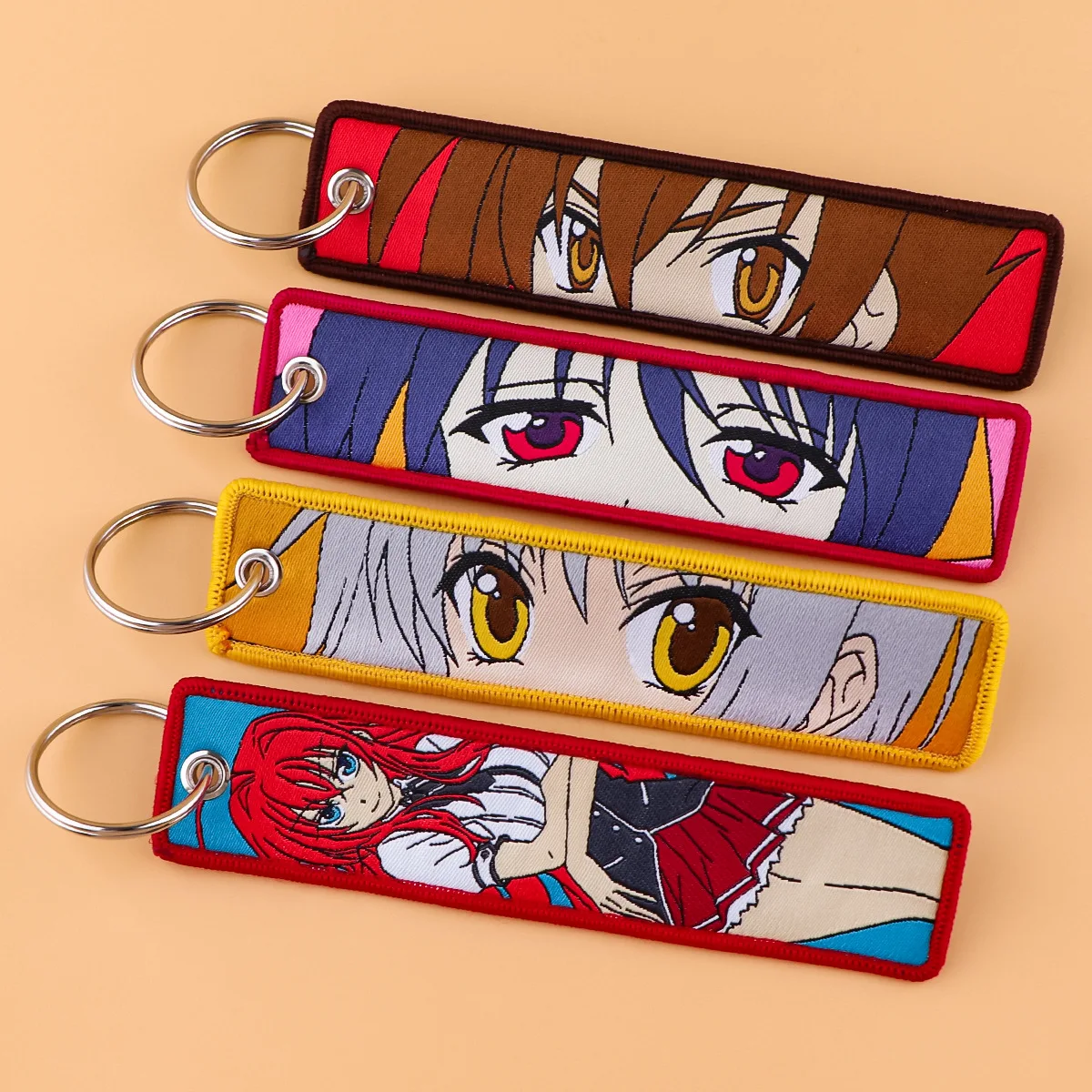 Anime Saiki K High School Embroidery Key Fobs Manga Key Tags Cool Keychains Car Keyrings Cosplay Accessories Friends Gift Toy view 2
