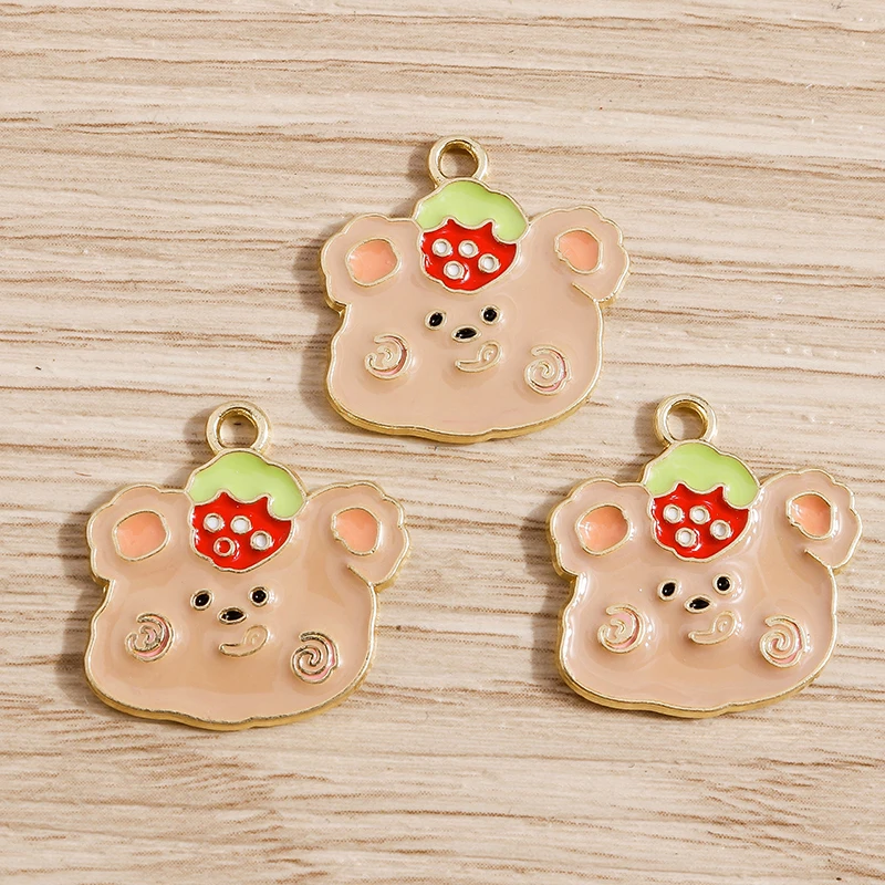10pcs 20x20mm Cartoon Animal Charms Enamel Bear Charms Pendants for Making DIY Drop Earrings Necklace Bracelets Jewelry Findings image 3
