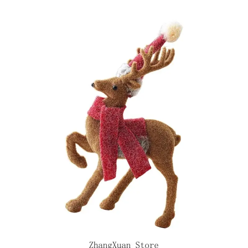Saisonale Weihnachts-Hirschfigur mit rotem Schal und Geweih-Design, 3 x – Detail 7