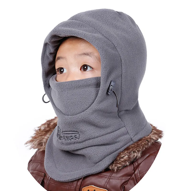 3-12years idade crianças balaclava esqui gorro inverno máscara facial com capuz tempo frio chapéu de neve & aquecedor de pescoço para crianças