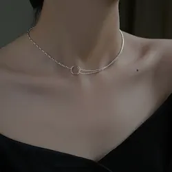 925 Sterling Silver Ring Bead Necklace Fashion Design Sense Summer Minimalist Collar Chain Pendant Temperament Jewelry Gift