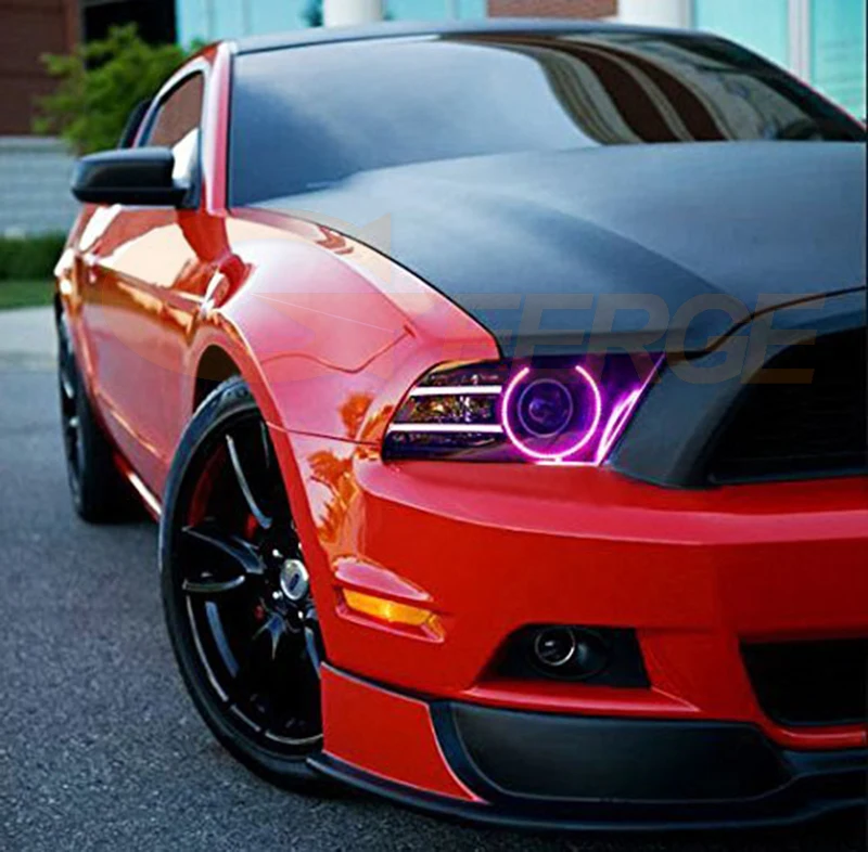 For Ford Mustang 2013 2014 RF Remote Bluetooth APP Ultra Bright Multi Color RGB LED Angel Eyes Kit Halo Rings