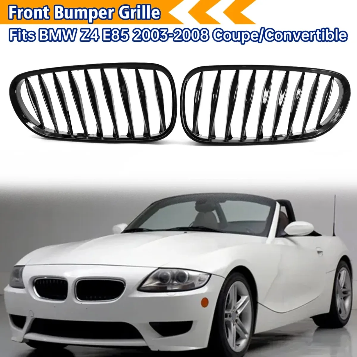 For BMW Z4 2-Door E85 E86 2003 2004 2005 2006 2007 2008 Gloss Black Front Bumper Kidney Grille Grill 51137051957 51137051958