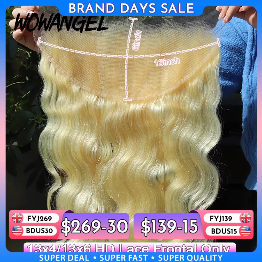 13x6 HD Lace Frontal Body Wave 613 Blonde Hair Ultra Thin Lace Frontal Closure Only Ear to Ear HD Transparent Lace Deep Part
