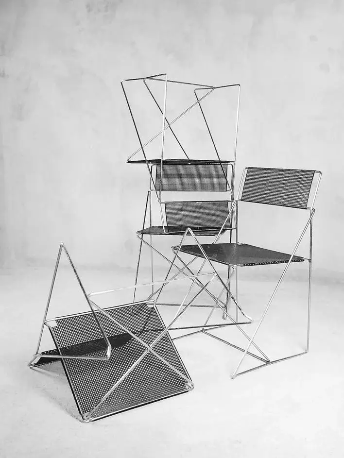 *s forBauhaus Classic Furniture in 1997 Nordic Danish Designer Chrome Plated Steel Geometric Lines Chairs &
