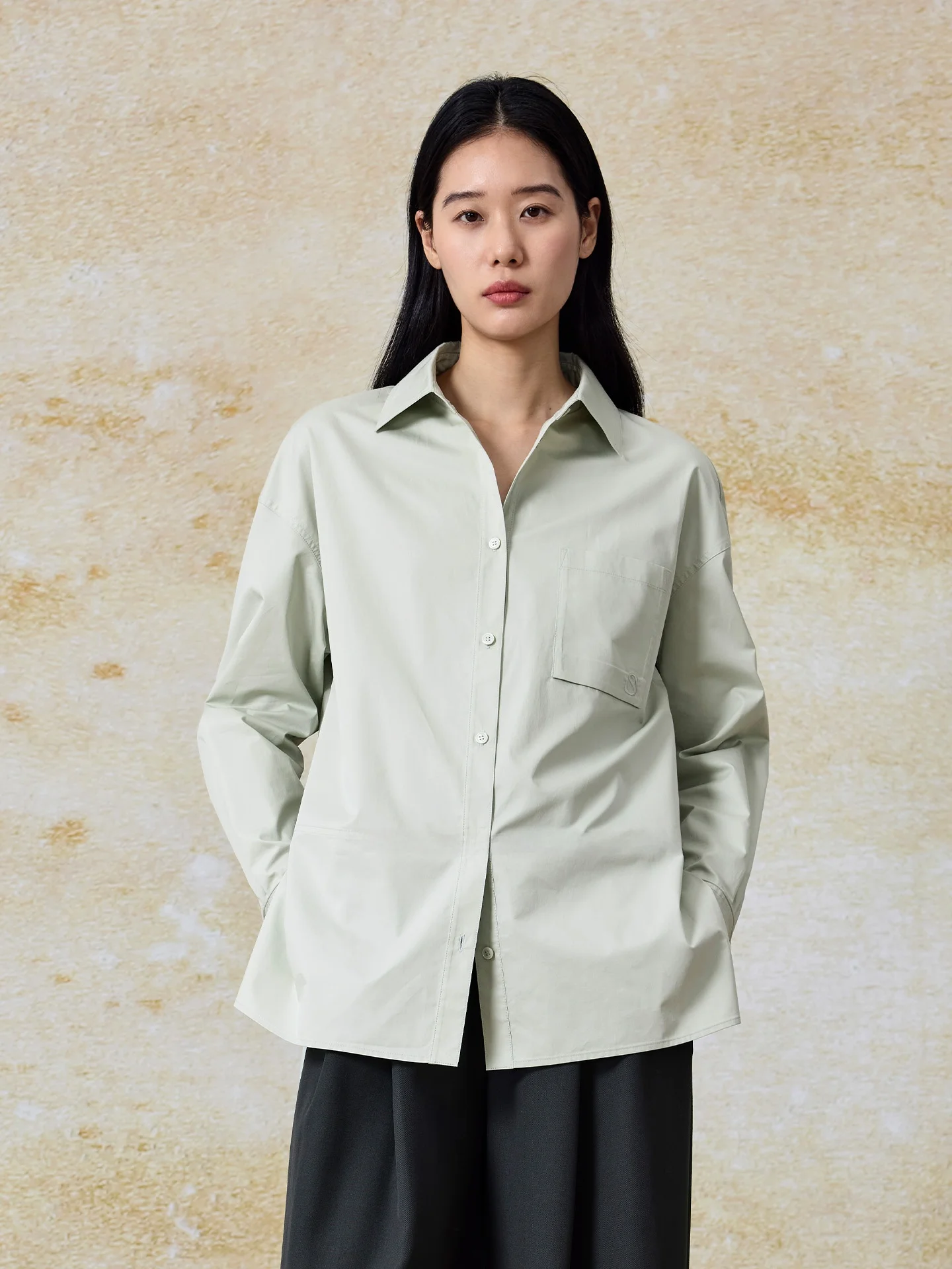 

Женская свободная рубашка из высококачественного длинноволокнистого хлопка Slim Fit, однотонная, с завышенной талией, для повседневной носки, весна-осень