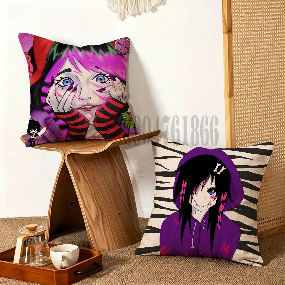 Nina the Killer Creepypasta Anime Celebrity Merchandise All-Match Printed Pillow Case Sofa Car Office Room Decoration Protector