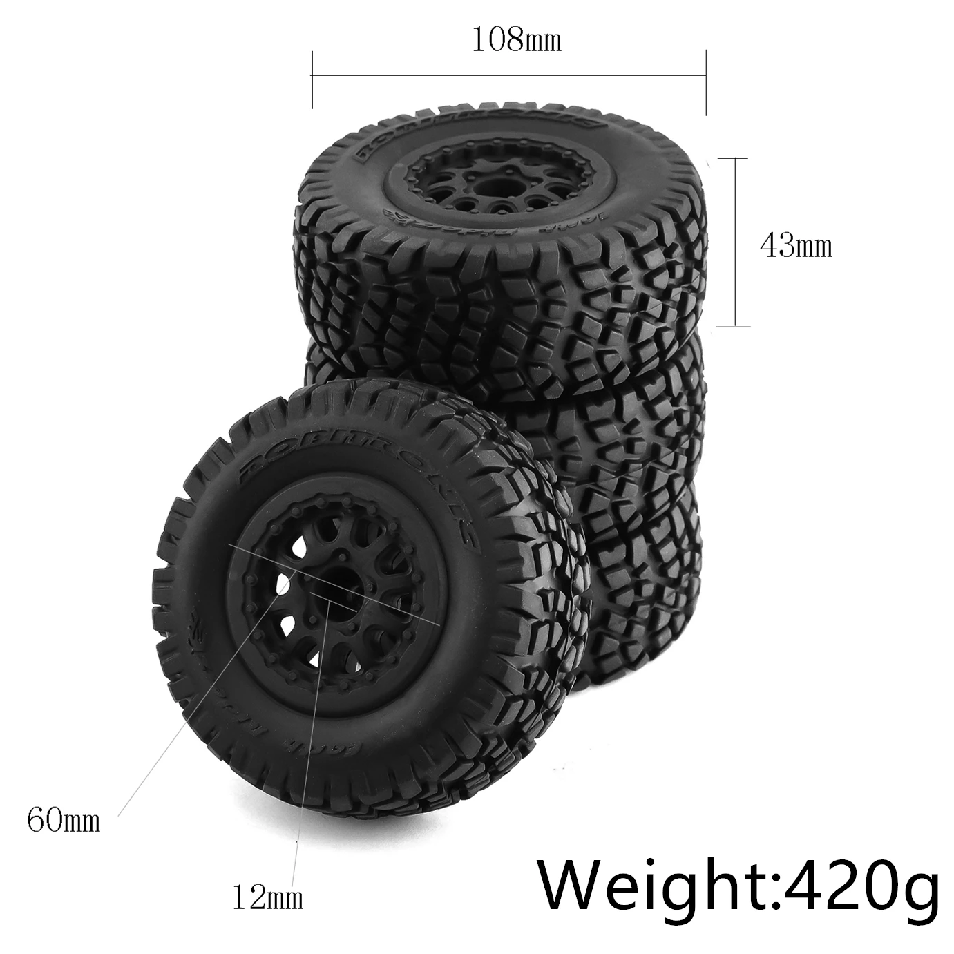 4pcs 108mm 1/10 Short Course Truck Tire Wheel Tyre 12mm Hex For Traxxas Slash Arrma Senton HuanQi 727 Vkar 10sc HPI HSP RC Car