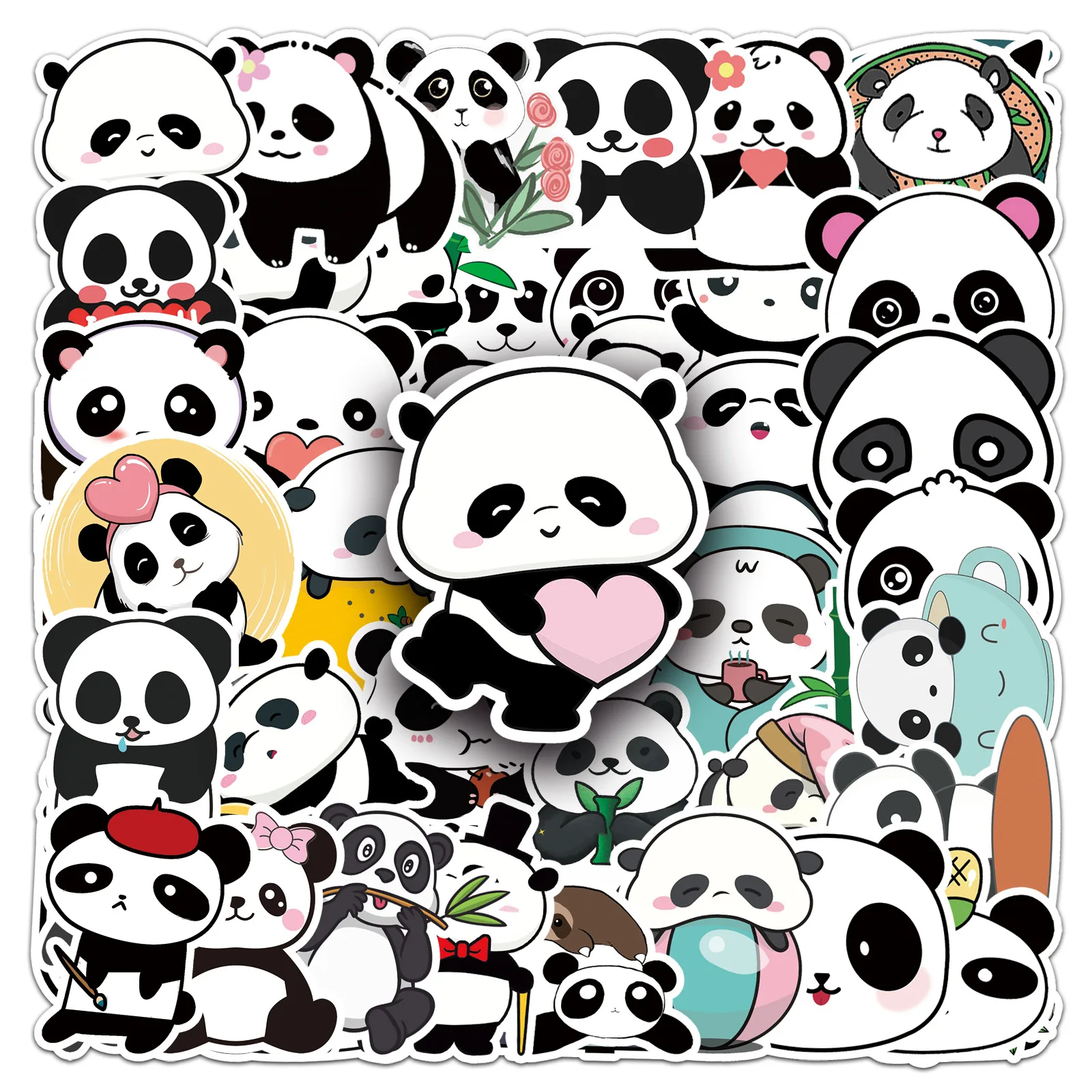 

50PCS Cute Panda Stickers Kawaii Panda DIY Stickers Scrapbooking Phone Luggage Skateboard Waterproof Decals Kids Toys Gifts
