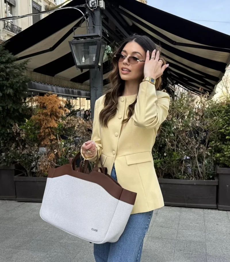 ETJ 2025  women's new elegant fashion retro round neck cut waist slit long-sleeved casual suit jacket