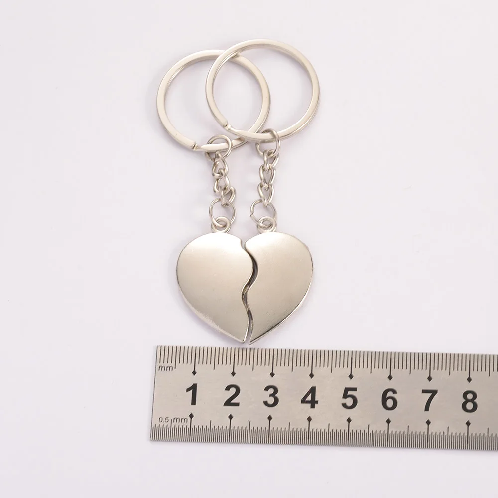 1Pair Couple Keychain Love Heart Key Rings Lovers Love Key Chain for Jewelry Making DIY Birthday Souvenirs Valentine\'s Day Gift