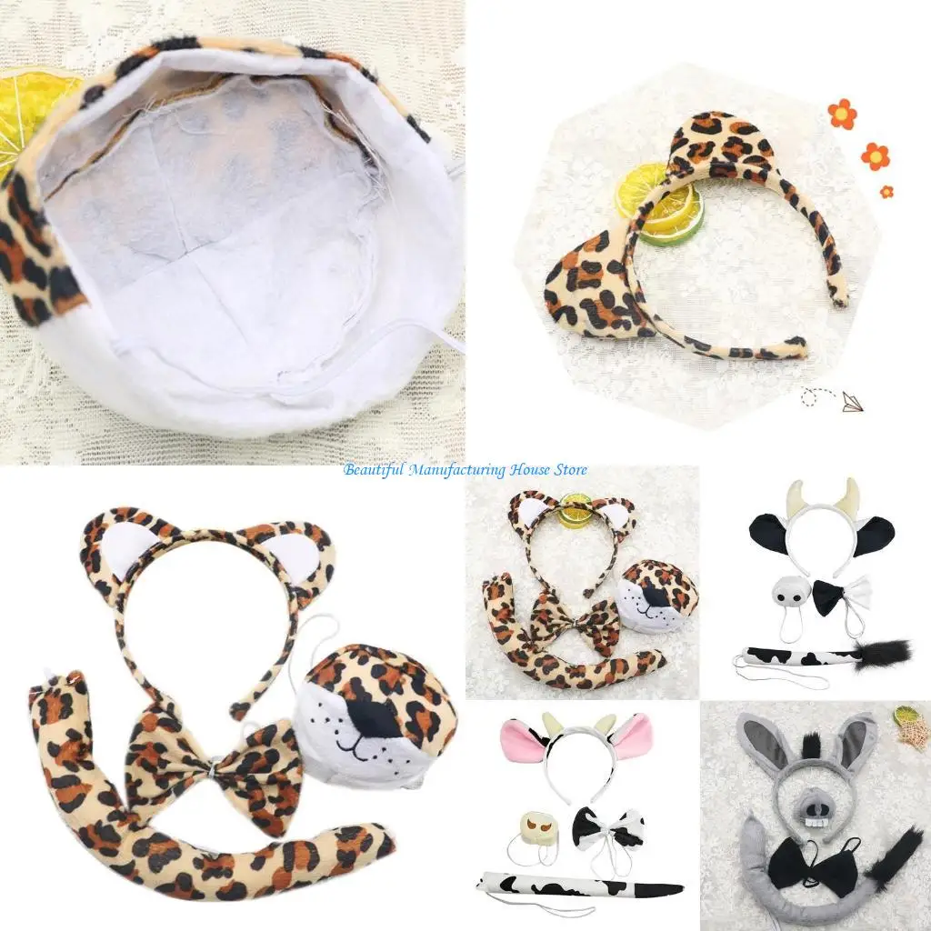 

E56A костюм для косплея с животными, повязка для волос, галстук-бабочка в виде носа, хвоста, наряда на Хэллоуин