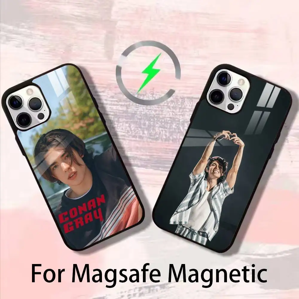 

Серый чехол для телефона Singer C-Conan для iPhone 17,16,15,14,13,12, Plus, Pro, Max для Magsafe с магнитной беспроводной зарядкой