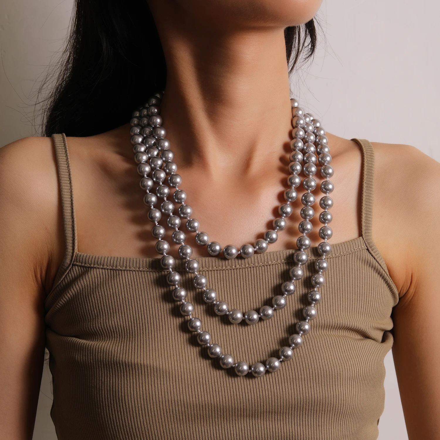 2025 Recommended 10MM Round Shell Pearl Three Layers Necklace Jewelry for Party