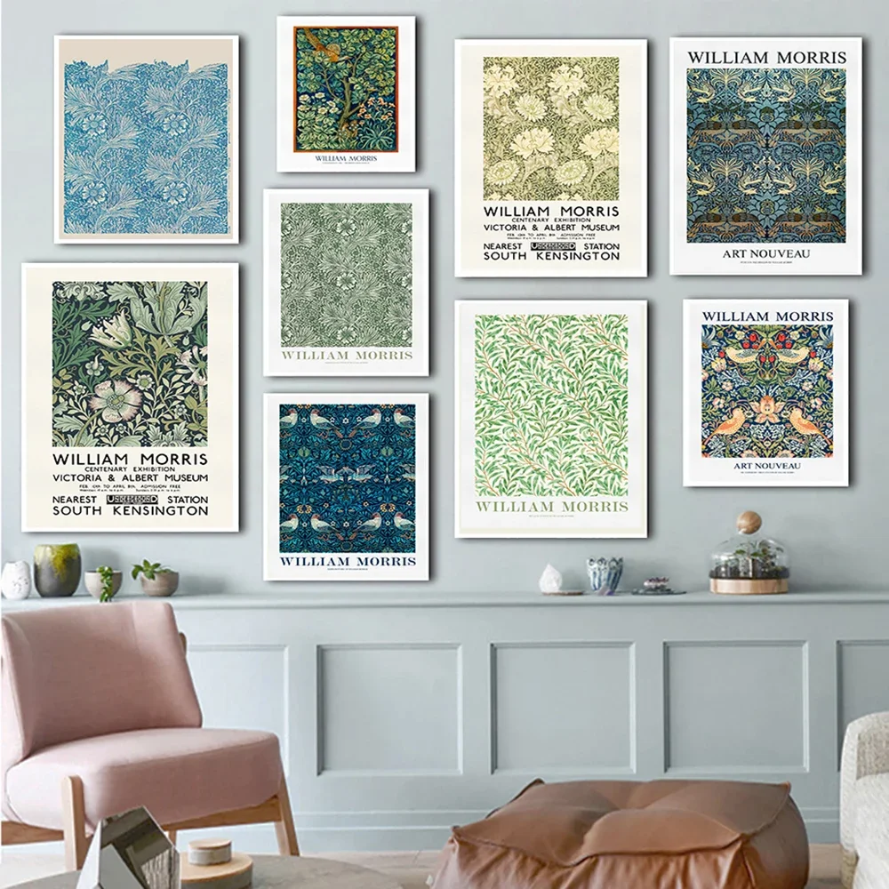 1PC  William Morris Canvas Print The Victoria and Albert Museum Exhibition Poster Aesthetic Canvas Painting Wall Art Room Dec