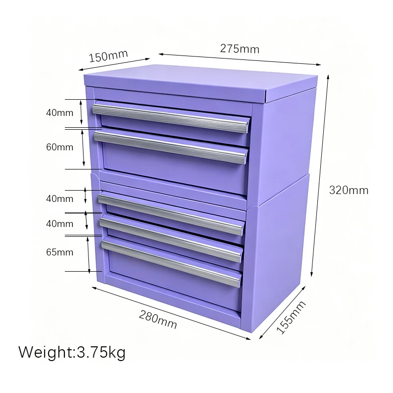 a forModular 5 Drawers Iron Tool Storage Cabinet Combinable Metal Tool Chest Desktop Tool Organizer Workshop Garage Salon