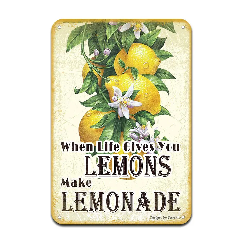 When Life Gives You Lemons Make Lemonade Iron Poster Painting Tin Sign Vintage Wall Decor For Cafe Bar Pub Home Beer Decora sign