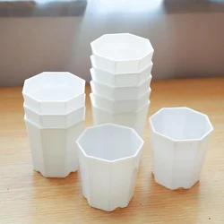 5pcs White Color Succulent Plant Pot Imitation Ceramic Octagonal Small Resin Flower Pot