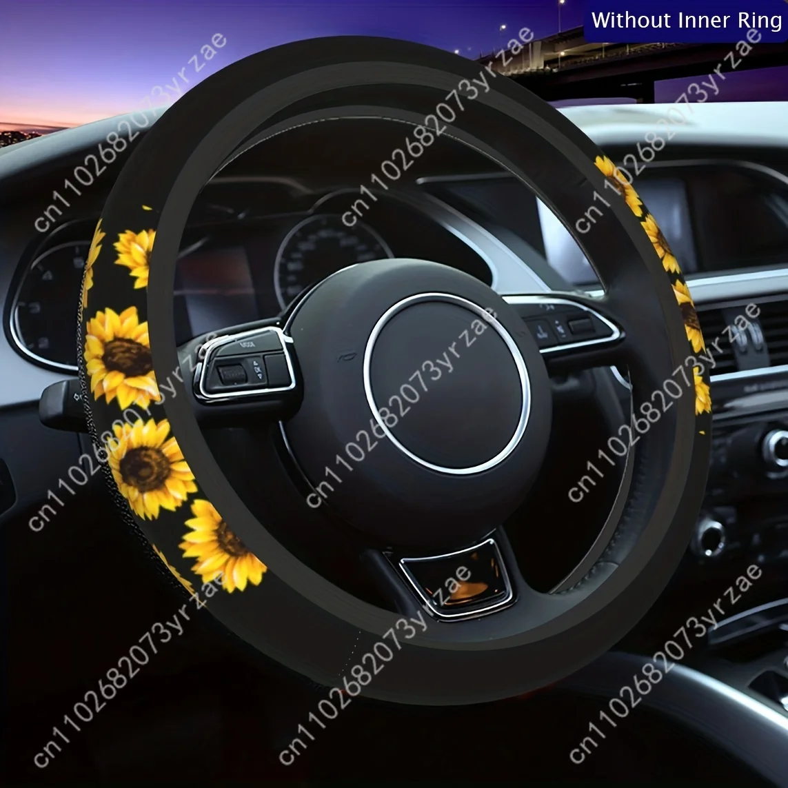 

Sunflower Car Steering Wheels Cover Universal Type Environmental Friendly Comfortablenon-slip Breathable Steering Wheel Wrap