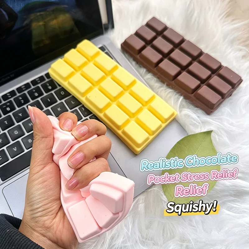 Slow Rebound Chocolate Shape Hand Pinch Decor, Realistic Food Mini Relaxation Ornament, Portable Table Craft for Home & Office L