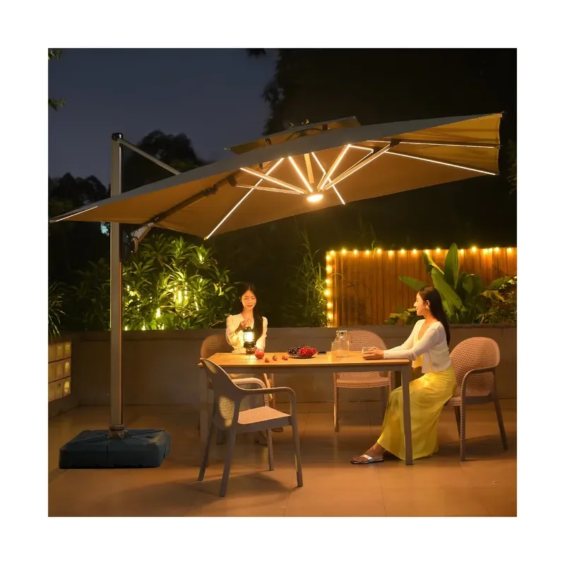 [280 Grams Canopy Polyester]DIY Handle Designs Outdoor Parasol Electric Square Cantilever Solar Power Large Stock Rome