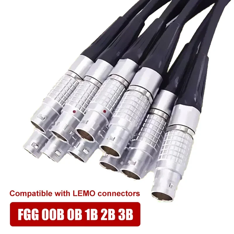 Metal Aviation Plug 0B 1B FGG Connectgor Cable Power Signal Line Compatible with LEMO Connector 2 3 4 5 6 7 8 Pin 0.5-5 M Wir