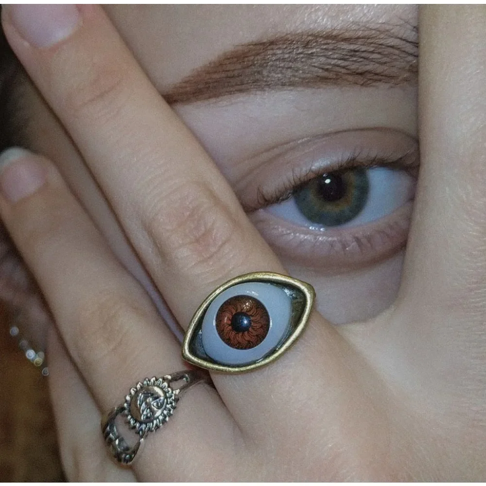 Vintage Gothic Fashion Hip Hop Devil\'s Eye Ring Vampire Punk Exaggerated Chic Ring Men\'s Personalized Creative Trend GiftJewelry