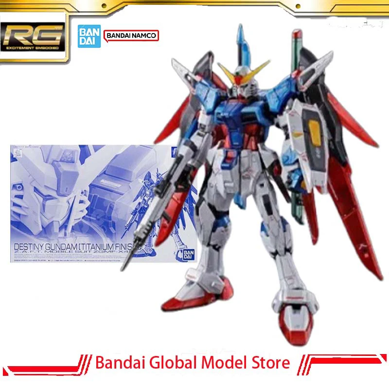 Kit de modèles authentiques Bandai RG 1/144 ZGMF-X42S Destiny Gundam [Finition titane], figurine d'action d'anime, modèle de collection, cadeaux de noël
