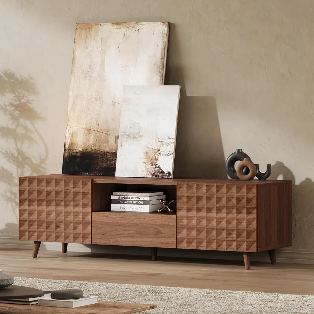 حامل تلفزيون 65 بوصة، حوامل تلفزيون لغرفة المعيشة، خزانة وحدة تحكم الوسائط لمركز الترفيه، حوامل تلفزيون حديثة مع شكل ماسي