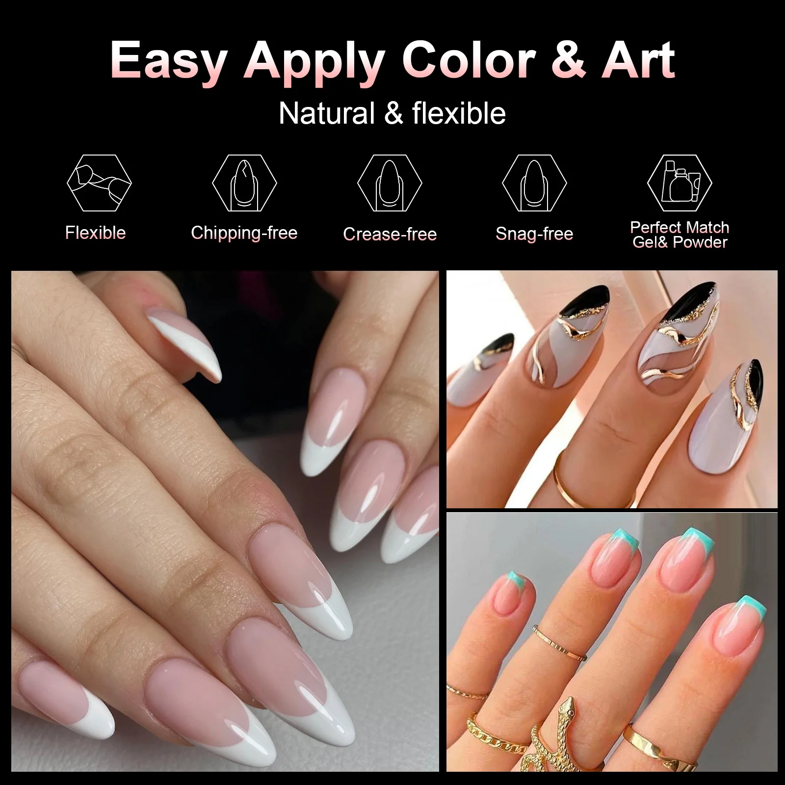 100 Stück transparente, halbmattierte Kunstnagelspitzen in Mandel-/Stiletto-/Coffin-/Quadratform, vollflächige Soft-Gel-Spitzen für DIY-Maniküre, zum Aufkleben ﻿ – Detail 4