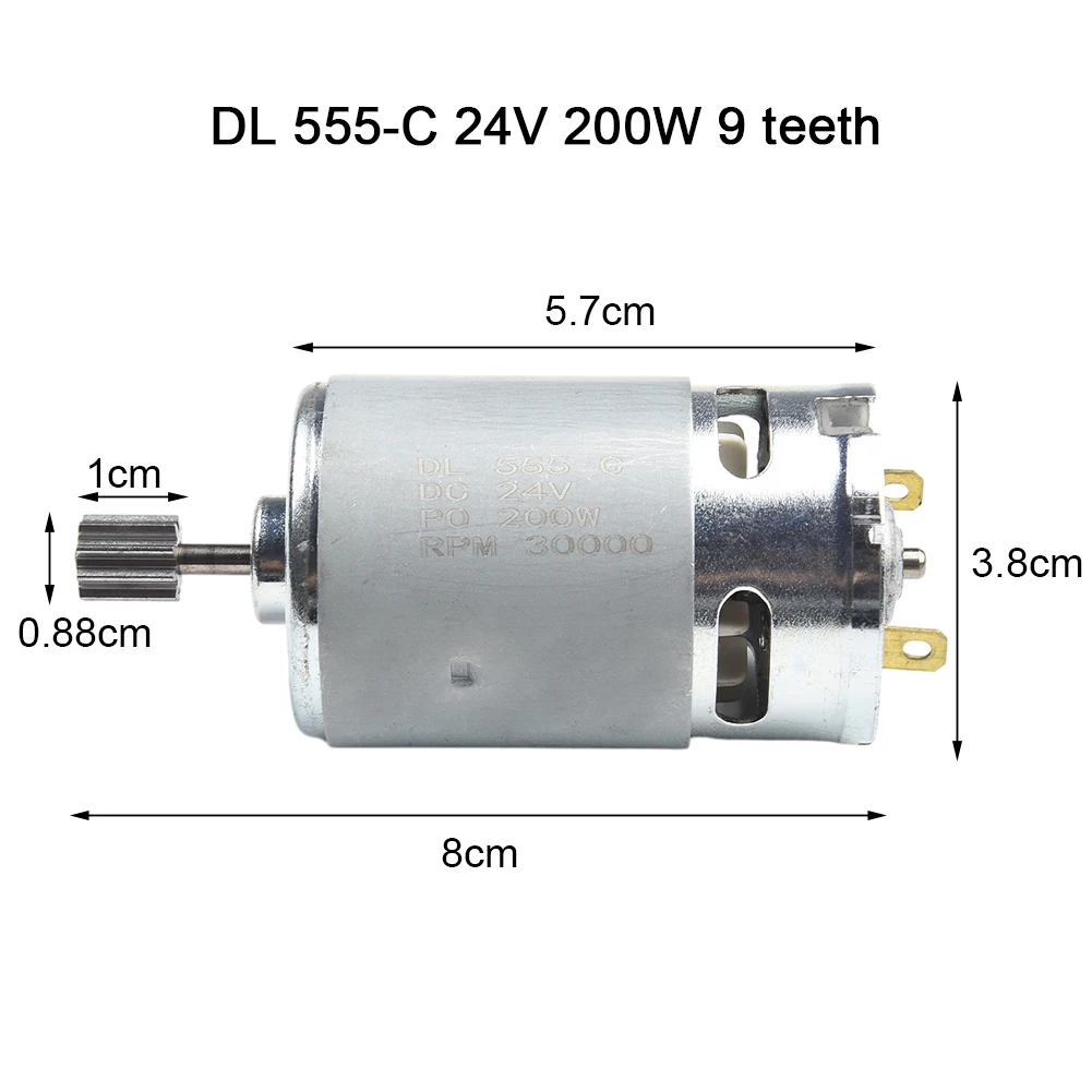 555 24V DC Motor for Children Electric Vehicles Includes Gear and Motor Wire for Direct Installation on Ride On Platforms