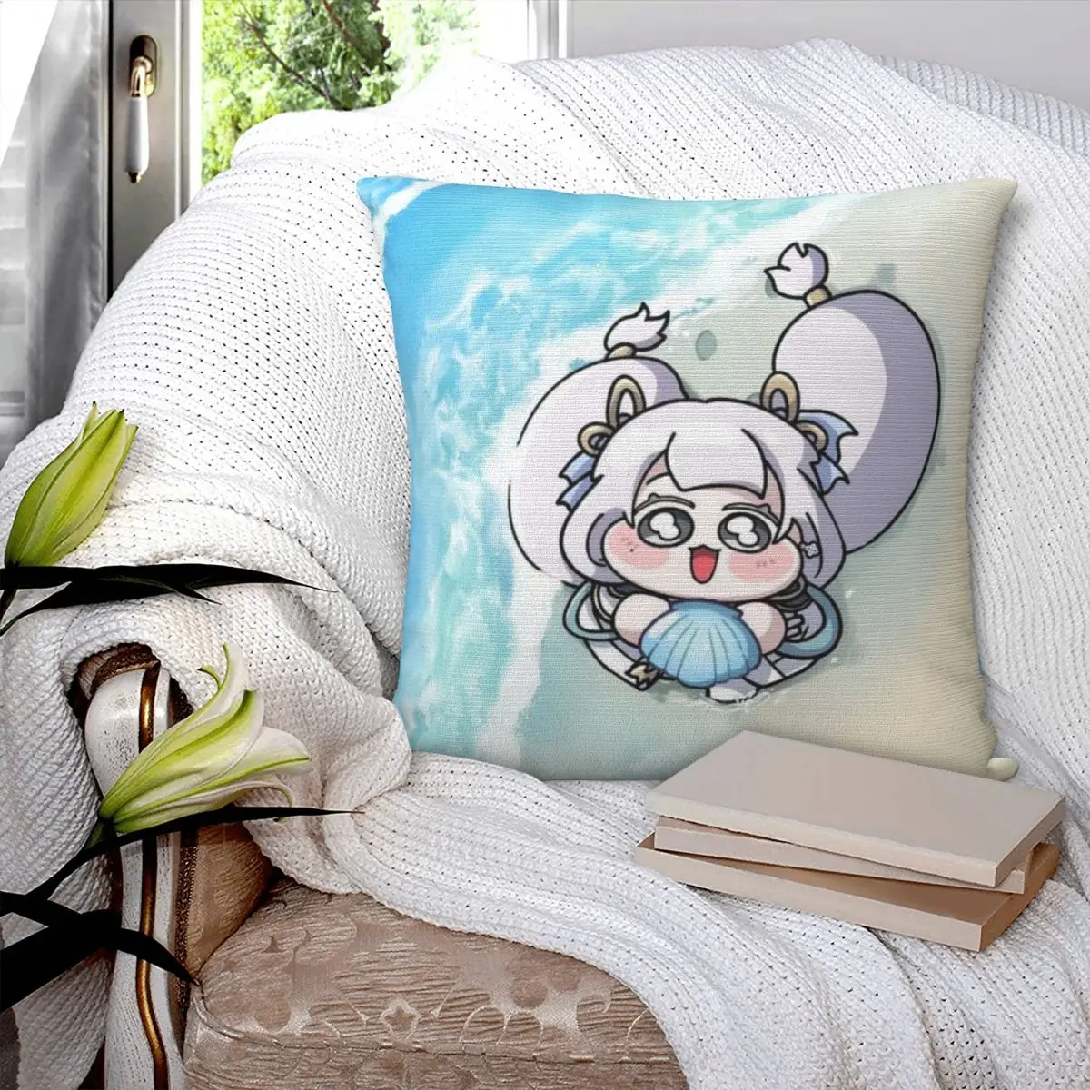 Bonita versión Q Wuthering Waves Rinascita Phoebe Zani funda de almohada funda de cojín cuadrada fundas de almohada para silla de sala de estar