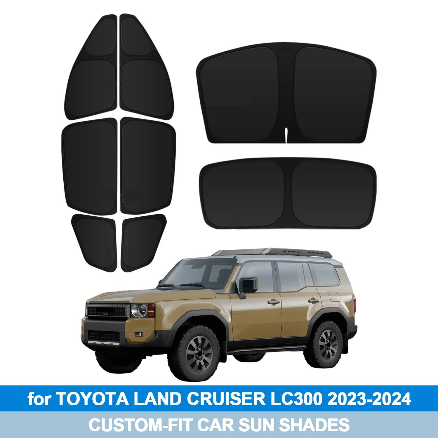 

For TOYOTA LAND CRUISER LC200 LC300 2008-2024 Windshield Sun Shade Side Window Shades Cover Sun Visor Shield Privacy Protection